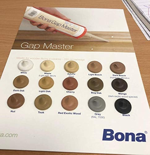 bona Gap Master è un mastice senza silicone nei colori dei vari legnami, ideale per stuccare parquet, battiscopa e tutte le superfici in legno, inodore ed atossico (Nero)