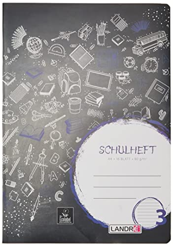 Landré Schulheft A4, 16 Blatt, Lineatur 3, liniert, 10 Stück