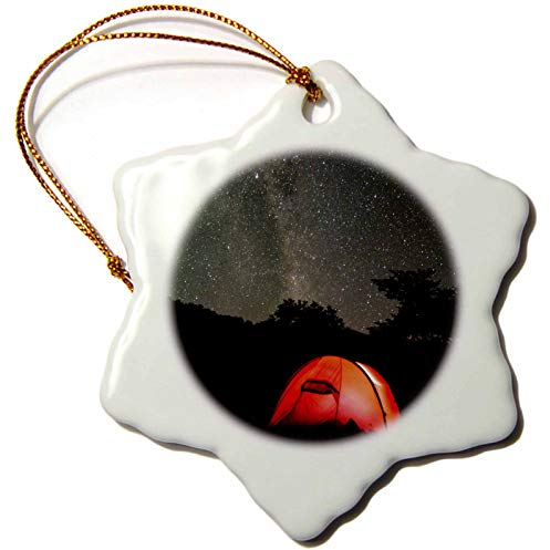 3dRose Patagonia, Chile, Aysen, Zelt unter dem Nachthimmel, mit der Milchstraße Schneeflocke Ornament, 7,6 cm