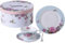 London Boutique Set di 3 Piatti da Dessert da caffè e tè, in Porcellana, Stile Shabby Chic, con Motivo Floreale e Farfalle, in Confezione Regalo (Blu)
