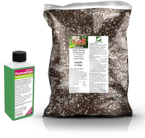 Umtopf - Set für Plumeria/Frangipani/Tempelbaum - bestehend aus 5 Liter Spezial - Substrat und darauf abgestimmten Flüssigdünger NPK Volldünger