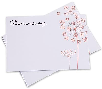 ANGEL & DOVE Pack of 25 'Share a Memory' Funeral Remembrance Cards - A6 (15x10cm)