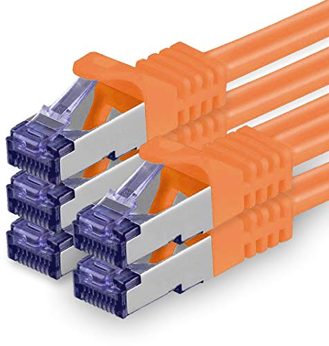 1aTTack.de Câble Réseau CAT7 CAT 7 10 Gigabit - 5x 1m - RJ45 Ethernet LAN DSL Routeur Modem - Orange