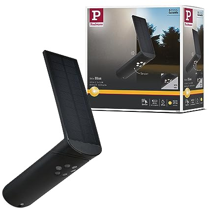 Paulmann 94260 Solar Wandleuchte Ilias LED Außenleuchte eckig incl. 1x1,2 Watt Anthrazit Kunststoff 3000 K Warmweiß