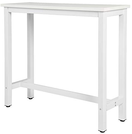 eSituro SBST0398 Bartisch Stehtisch mit Metallgestell,120x40x100cm, Küchentheke Küchenbar Tresentisch Industrie-Design Küchentisch, Weiss
