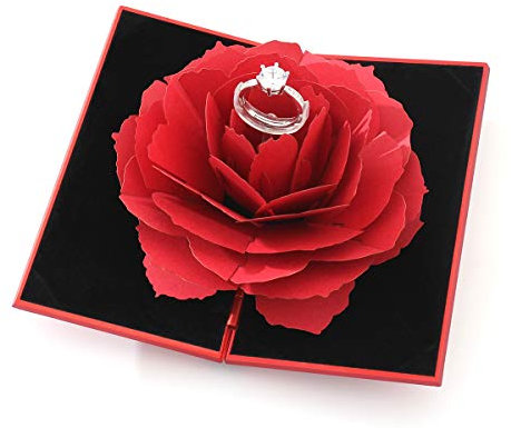 Wislist Ringschatulle aus Papier mit Rosenmuster rot