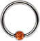Ohrpiercing Titan Piercing Ring 1,2 x 8 mm mit Zirkonia Kugel in orange