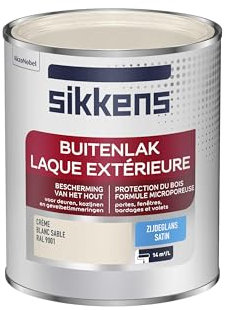 Sikkens - Peinture Laque Extérieure Bois et Fer - Finition tendue, sous-couche intégrée, facile à appliquer - Satin Blanc Sable 0,75 L