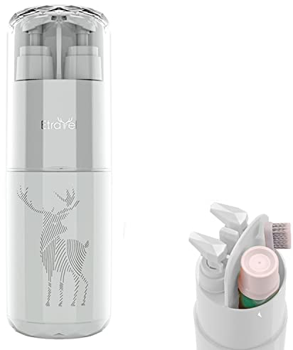 Meiyijia Reise Wasser Becher Set, Zahnbürste Etuis, Zahnputzbecher, mit 2 * 45ml Lotionspender Seifenspender, Kamm, Spiegel, Geeignet für Camping Reisen, Geschäftsreisen, Schule (Grau)