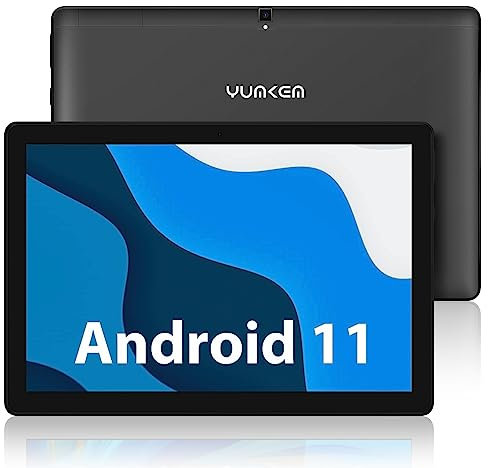 YUMKEM Android-Tablet CPU 8 Kerne, 10 Zoll Tablet mit Touchscreen IPS 1280P HD, Akku 6000 mAh, Speicher 64 GB und 1 TB erweiterbar, Kamera 8 MP, WLAN, BT 5.0, Stereo, Schwarz