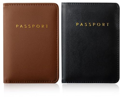 2 Stücke Braut Reisepasshüllen Halter Reise Brieftasche Reisepasshülle (Braun und Schwarz)