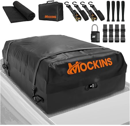 Mockins Ensemble de Sacs de Toit de 0,6 m³, 152,4 x 109,2 x 43,2 cm | Sac de Toit étanche pour véhicules avec/sans Porte-Bagages | Sac de Rangement de Toit de Toit | Sac de Toit de Voiture