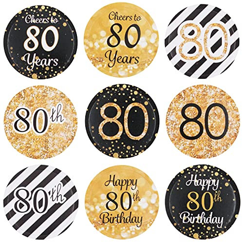 216Pcs Geburtstag Jubiläum goldene Hochzeit Sticker Jahrestag Etiketten Aufkleber Süßigkeit Runder Aufkleber Beifall Geschenk-Verpackung Gastgeschenk Hochzeit Mitgebsel Feier Party Dekoration (80th)