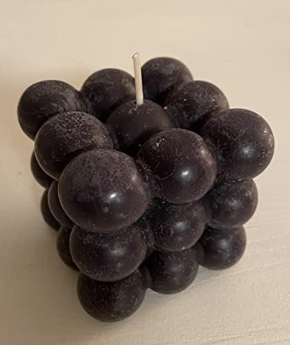 Logum Kloster Bubble Kerze ohne Duft Größe 6x6x6cm - 16 Stunden Brennzeit dänische Würfel Candle Romantik (schwarz anthrazit)