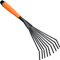 GOOHOME Mini Garden Rake 16 Inch 9 Root Steel Hand Fan Leaf Shrub Small Grip with Ergonomic Comfort & Rust Resistant Professional Gardening Tool, Orange (GOOHOME-JZP)