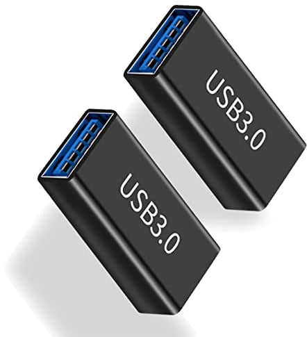 iJiZuo Adaptador USB 3.0 Hembra a Hembra (Paquete de 2), Adaptador USB 3.0 Acoplamiento Conexión Acoplador Extensión, para Conectar Dos Extremos USB Macho Cable - Negro