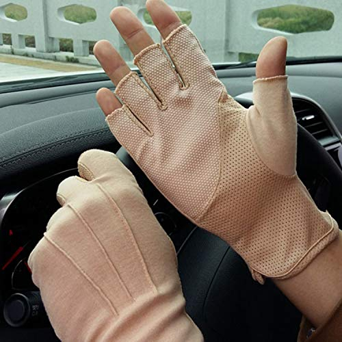 Kurz Halbe Fingerhandschuhe Dünn Baumwolle Halbfinger Handschuhe UV Schutz Handgelenk Fahrradhandschuhe Kühlung Atmungsaktiv Elastisch Handschuhe Sommerhandschuhe für Outdoor Autofahren Radfahren