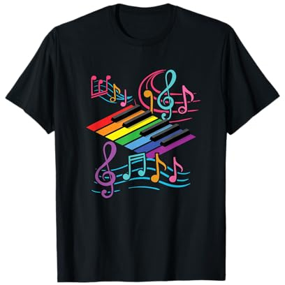 Bunte Klaviertastatur | Musiknoten | Musik-Pianist T-Shirt