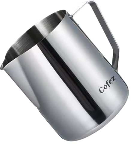 Barista Pot à lait 350 ml en acier inoxydable argenté – Pot à lait pour cappuccino – Pichet à mousser le lait (argenté)