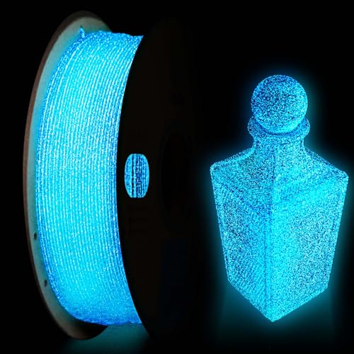 YOUSU 3D Drucker filament,im Dunkeln leuchtendes PLA Filament 1,75 mm,schwarzes Filament mit im Dunkeln leuchtendem blauen Sternenhimmel,1 kg (2,2 lbs)