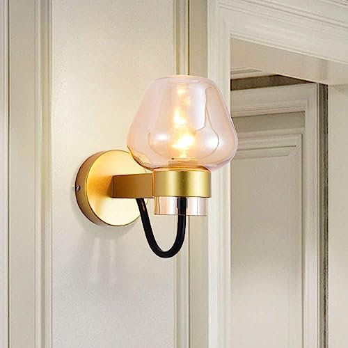 ZERAPH Robuste Durable Creative Factory Design Original Nordique Fait à la Main Applique Murale en Verre Applique Murale en Forme de dôme Éclairage Contemporain Gris Fumée Verre Ambré Chevet Bar Café