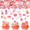 GoldRock Tortendeko Essbar Valentinstag Deko Love,70 Stück Hochzeitstorte Deko,Essbare Tortendeko Hochzeit,Esspapier Cake Topper Hochzeit Valentinstag-Geschenk,Muffin Deko Essbar Kuchen Dekoration
