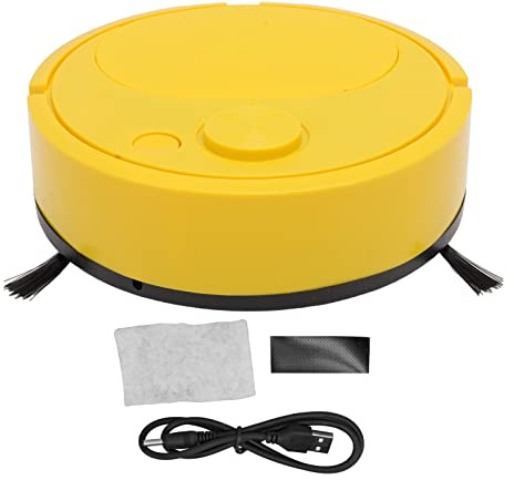 aqxreight Robot Aspirador, Robot Aspirador Multifuncional con Carga USB, Mini Robot de Barrido Inteligente para Suelos de Madera, Azulejos y Alfombras (Yellow)
