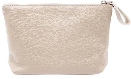 FrasiBags Kulturbeutel aus echtem Leder, Kosmetiktasche für Damen, Kulturbeutel Damen, Kosmetiktasche Klein, Made in Italy, Beige