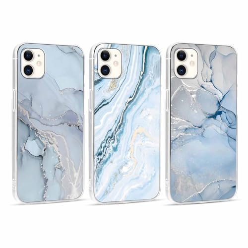 Foonary 3 Stück Hülle für Apple iPhone 11 6,1, Handyhülle mit Muster Mädchen Aesthetic Marmor Marmor Muster Motiv Design Case, Silikon Schutzhülle Cover für iPhone 11, Marmor 10