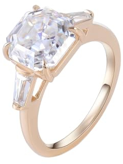 Epinki Echte Goldschmuck, Gold 750 Ringe, Klassiker Trauringe mit Asscher 2.5ct Moissanit, 18K Gold Eheringe Pärchen Ringe Gr.51 (16.2)