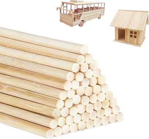 Bâtons Pour Barbe à Papa Baguette Bois Ronde Baton Bois 300mm x 6mm 100pcs Baton Barbe a Papa Pour Le Modélisme Travaux Manuels Et Bricolage (6mm*30cm)