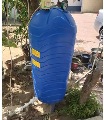 RENLXFI Druckbehälter Druckkessel Gartendruckbehälter Für Wasser Aus Der Bewässerungsanlage, PE-Brunnenpumpenbehälter Unter Druck Für Zuhause/Wohngebiet - Mit Armaturen(150L/40Gal-45X110cm)