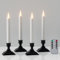 Eldnacele LED Taper Candles with Remote Timer, White Battery Operated Flameless Candles Flickering with Detachable Base, 9 Inch Candlesticks for Thanksgiving Christmas Decorations(4 Pack)