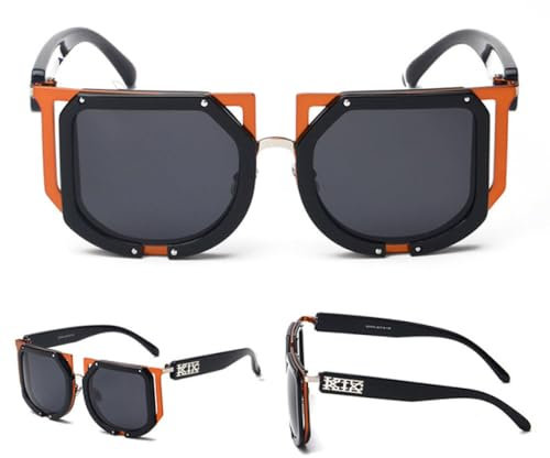 MUTYNE Quadratische Punk-Sonnenbrille für Herren, Retro-Mode-Brille, Steampunk-Sonnenbrille, Damen-Sonnenbrille, Schwarz Schwarz, Einheitsgröße