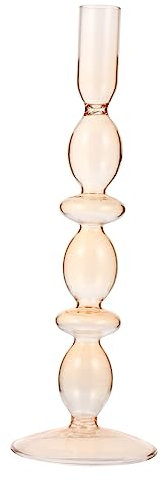 GREENADSCAPE 1pièce Bougeoir Verre Élégant pour Décoration De Table Support De Chandelle Vintage Verre Doré pour Mariages Et Fêtes