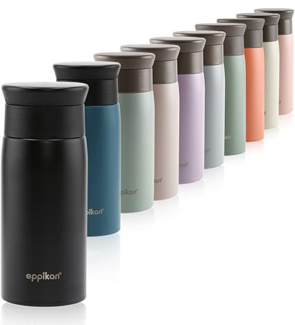 eppikan eppiToGo Edelstahl Thermobecher- Isolierbecher, Kaffee-to-go Becher, 350 ml, 500 ml Travel Mug, Autobecher, auslaufsicher mit hygienischer 360°-Trinköffnung (Matt Black, 350 ml)
