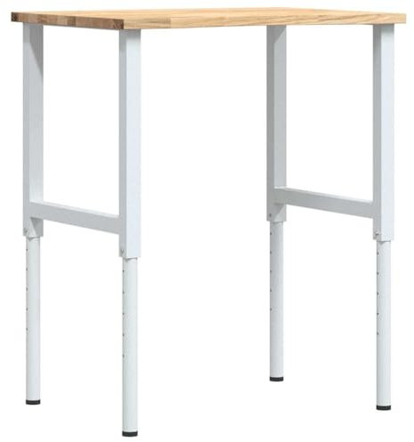 vidaXL Werkbank 80x60x(71,5-98) cm Massivholz Eiche, Arbeitstisch, Werkzeugbank, Werkbank Massivholz, Werktisch, Werkbank Holz, Werkbank Metall