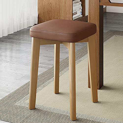 LMHAUSS Holz-Küchenhocker mit weichem Kissen, stapelbare Bauernstühle, rückenfreie Thekenhocker – moderner Esszimmerhocker für Kücheninsel, Bar – 31 x 31 x 45 cm – Barhocker in Thekenhöhe Vigorous
