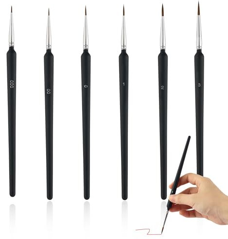 6 Pcs Fine Detail Paint Brushes - Miniature Artist Painting Brushes for Nail Art, Watercolor, Oil Painting, Model Making And Line Drawing