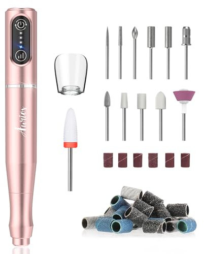 Akku Nagelfräser Kabellos, Auriox 12 in 1 Profi Fräser für Gelnägel 25000 u/min, Elektrische Nagelfeile für Gelnägel, Akku Maniküre Pediküre Set für Semi Permanent, Acrylnägel, Nagelhaut, Shellac