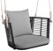 COSTWAY Hängesessel Rattan, bis 180kg belastbar, Hängesitz mit Kissens & Metallrahmen & Hängeseilen, Hängestuhl Schaukelstuhl Schaukel, Schaukelsessel für Veranda Garten Hinterhof (Grau)