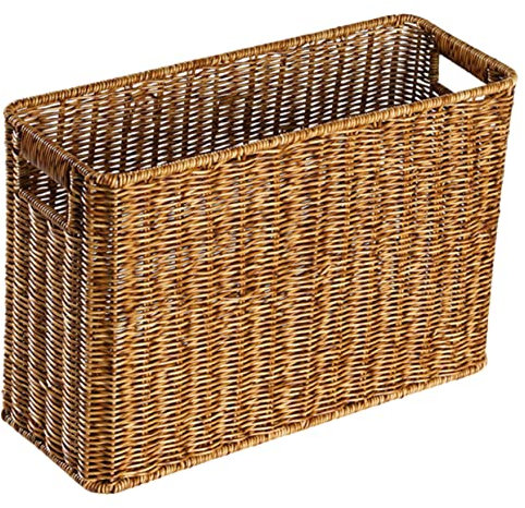 Handgewebter Rattan-Magazin-Zeitungskorb, Raufaser-Aufbewahrungs-Organizer für Bücher, Spielzeug und Schreibtisch, Bambus-gewebter Korb für Kinder, Meerjungfrauen-Design, Kunststoffeinsatz im