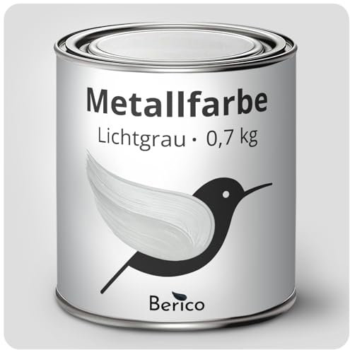Berico Metallfarbe - Lichtgrau - 0,7 Kg - 4in1 Premium Metallschutzlack - Direkt auf Rost - Für Stahl, Zink, Aluminium, Kupfer und Eisen