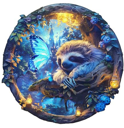 KaayeeWood Holzpuzzle Erwachsene,200 Teile Schmetterling und Faultier Holz Puzzle,Einzigartige Wooden Puzzle Mit Box Aus Holz Geburtstagsgeschenk für Erwachsene und Kinder