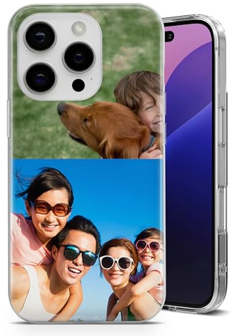 SaRosa print Personalised Phone Case for iPhone 14 Plus Cute Picture Your Own Collage Stylish Design Perfect Idea Clear Soft Gel Cover - Two Photos