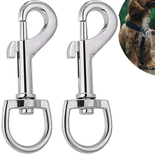 2er Pack Karabiner mit Drehgelenk für Hundeleinen (82mm) – Rostfreier Sicherheitskarabiner für große Hunde, Schlüsselringe & Tierbedarf – 360° Wirbelverschluss