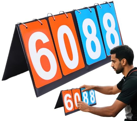 Generisch Basketball Anzeigetafel - 4-Stellige Live Scoreboard Mit Punkteflipper | Multifunktion Für Schul-Turniere, Tischtennis, Fußball, Volleyball, Pool, Handball | Tragbar & Faltbar