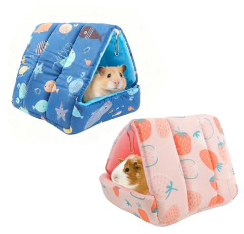 UCFBWO 2 Pièces pour Cobayes, Maison pour Cochon d'Inde, Grotte Confortable et Lavable, Petits Animaux Couchages pour Lapins Nains, Chinchillas, Hamsters, Hérissons