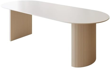 Ovaler Esstisch mit gesinterter Steinplatte und Metallfuß, platzsparendes Design für 4–6 Personen, ideal für Küche, Esszimmer und Barmöbel