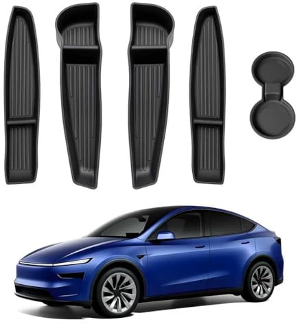QINQINTU 5PCS for Tesla Model Y Juniper(2025 2026) Door Side Storage Box Cup Holder [Waterproof & Stay Clean] Front & Rear Door Pocket Liners for Tesla Model Y Juniper Accessories 2025 2026